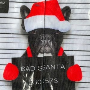 French Bulldog Ankle Socks “Bad Dog” Christmas Socks size M Girls (NWT) SALE ❗️